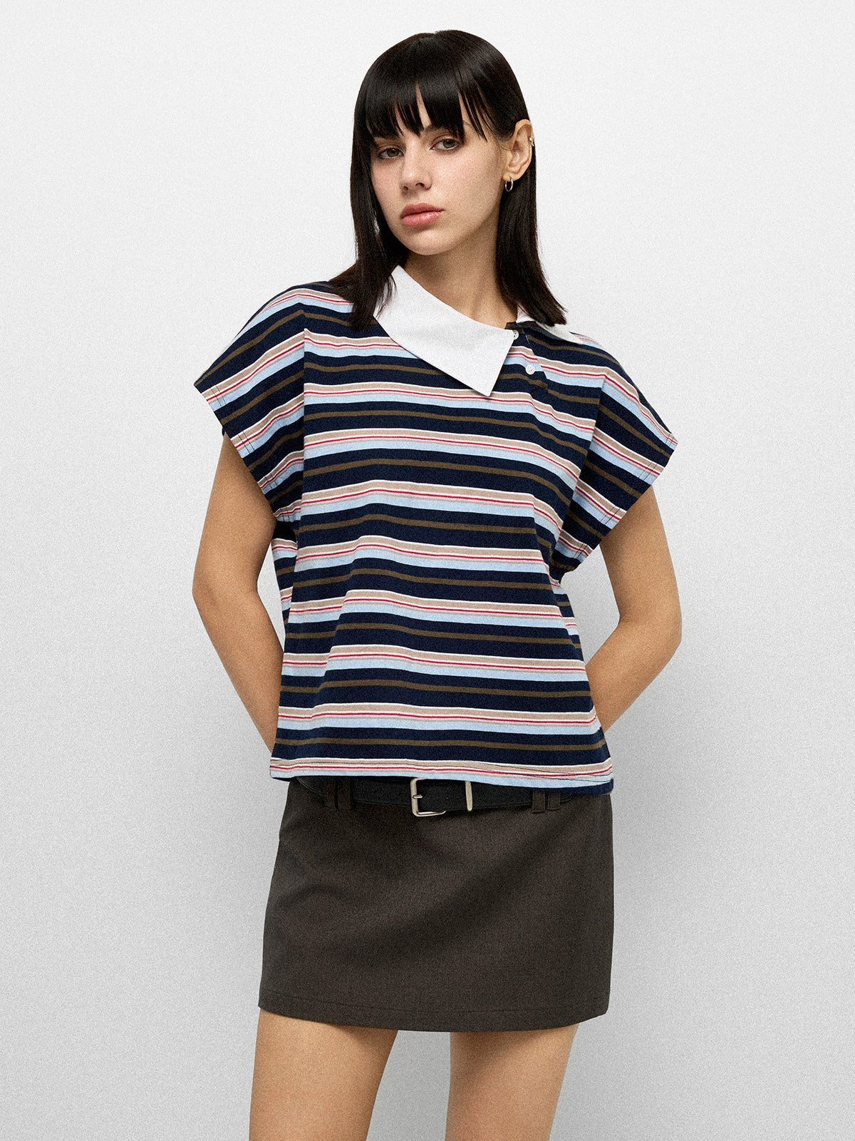 Borrowed Collar Tee - Ink Stripe