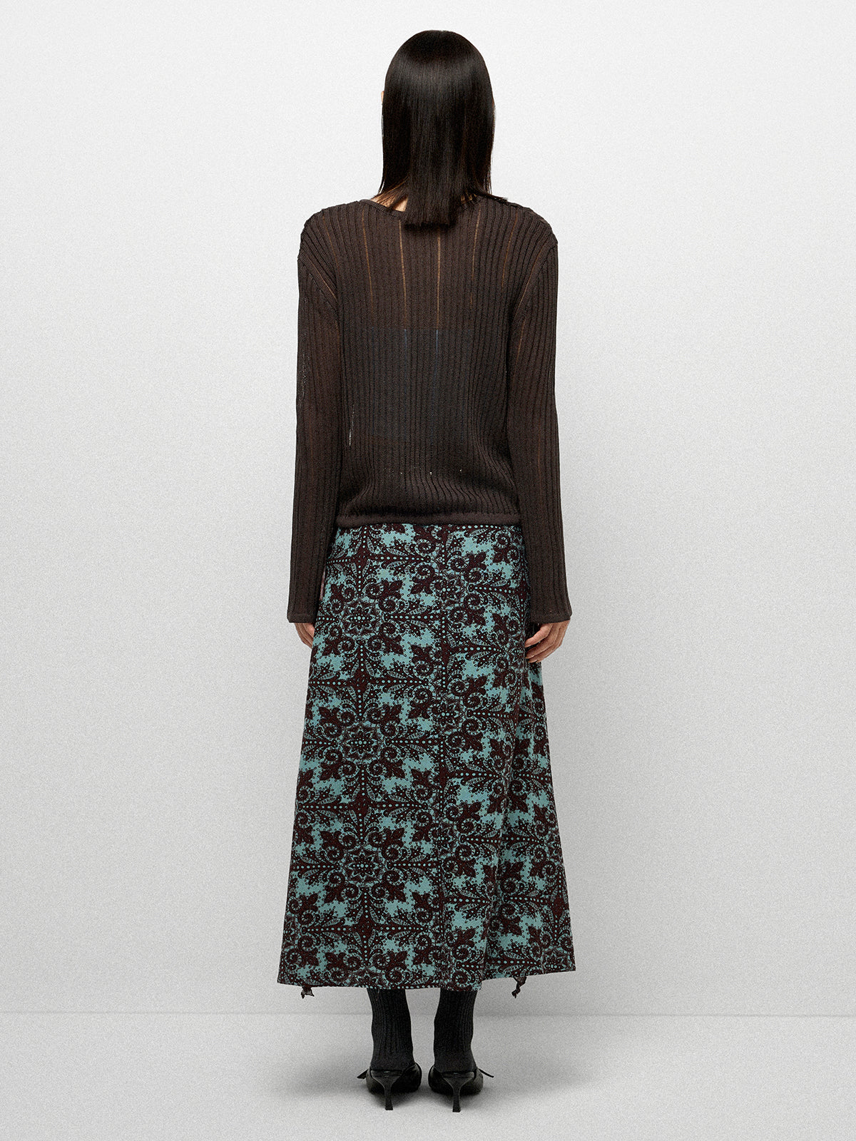 Petal Knot Skirt - Coffee Print