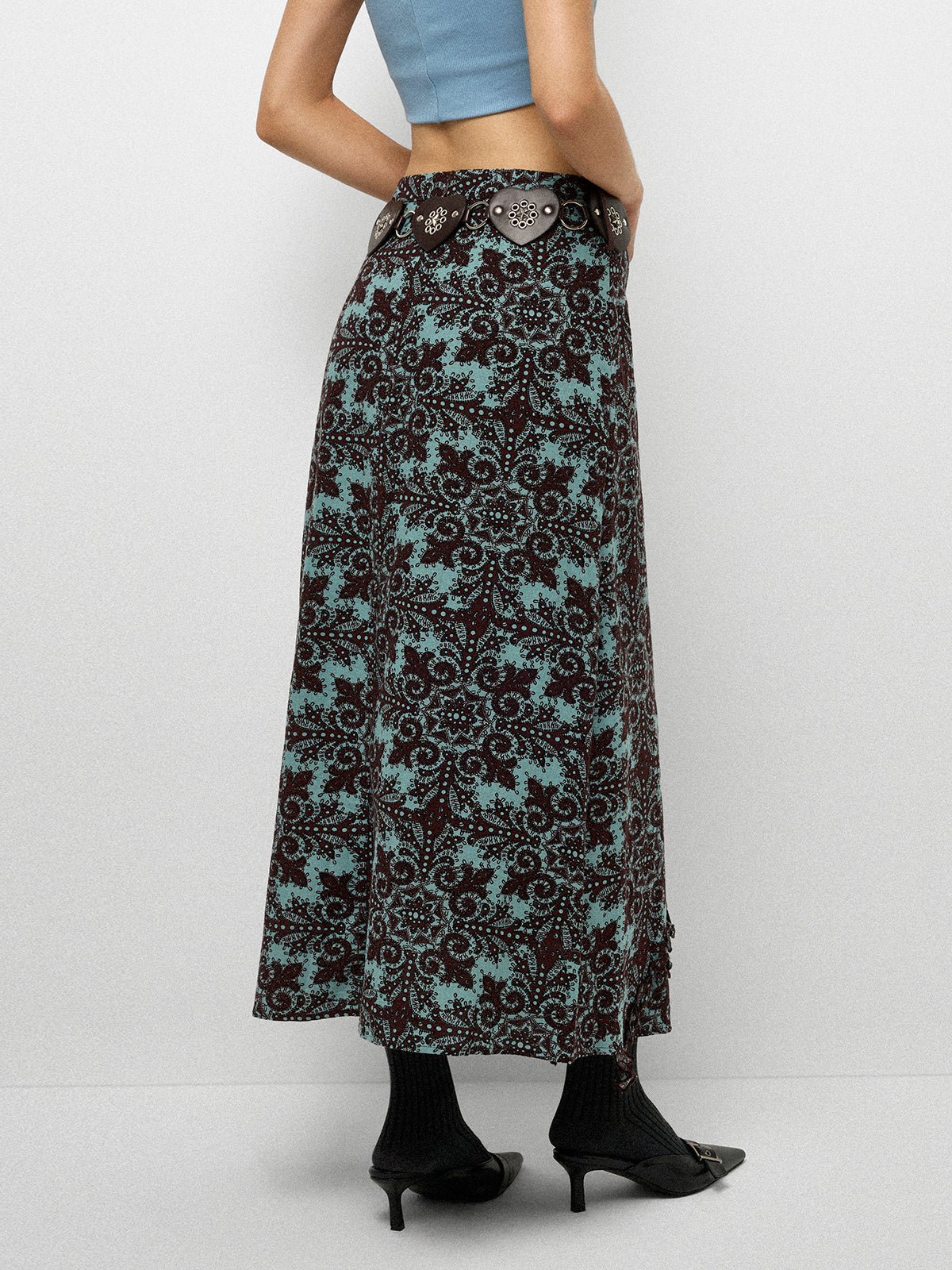 Petal Knot Skirt - Coffee Print
