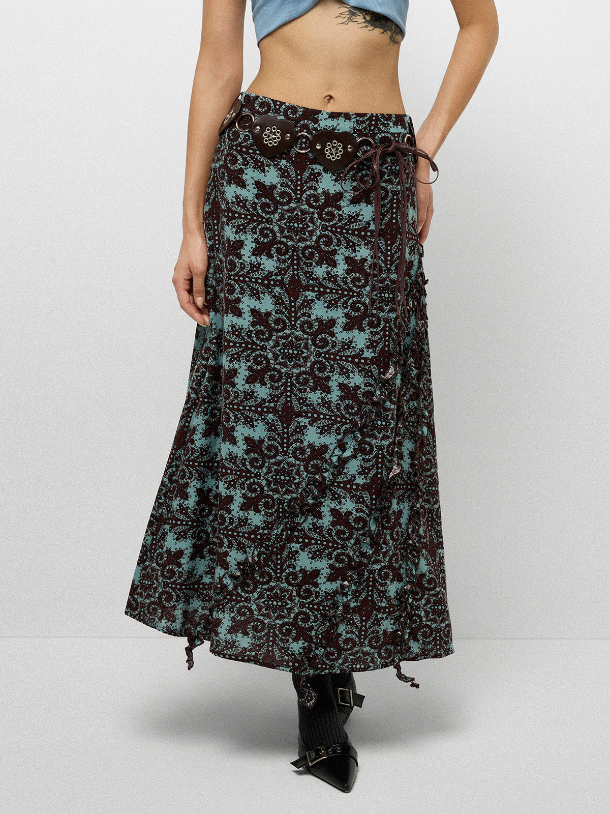 Petal Knot Skirt - Coffee Print