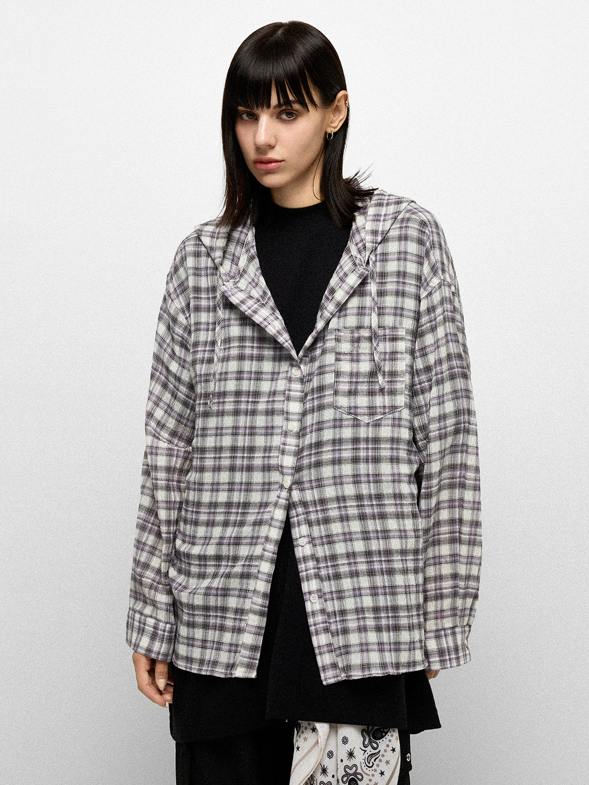 Cafeteria Check Shirt - White Purple