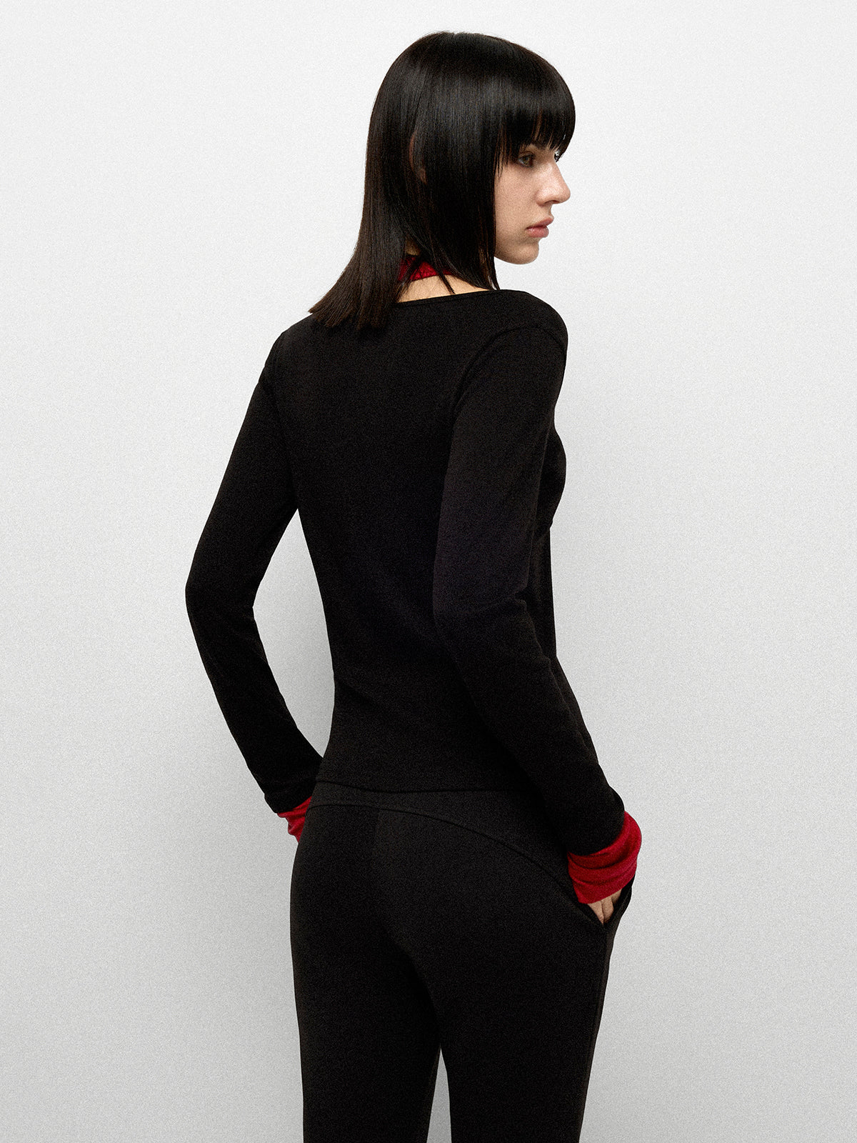 Peak Hour Sleeve Top - Ink Scarlet