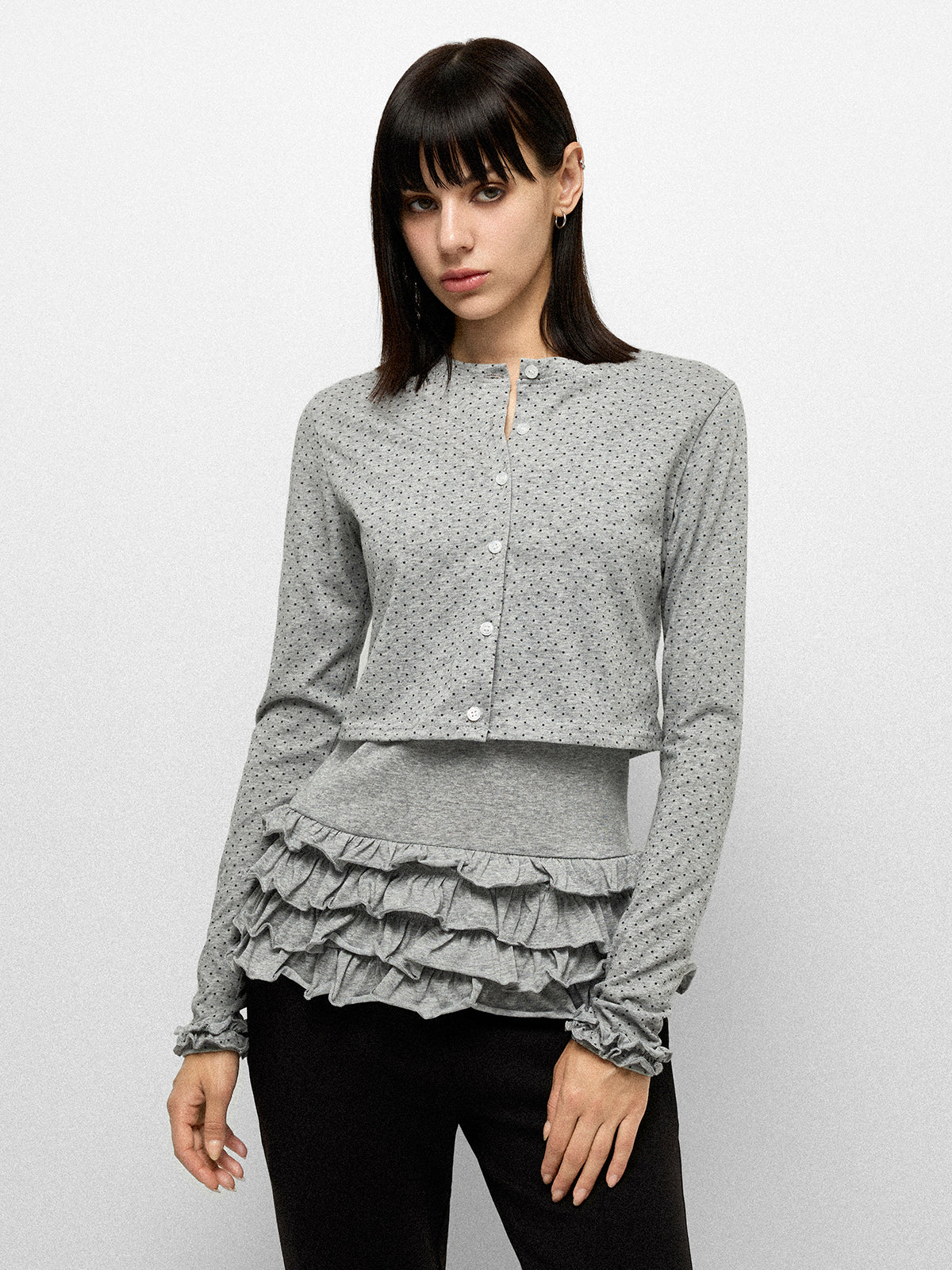 Metro Frill Top – Dot Grey