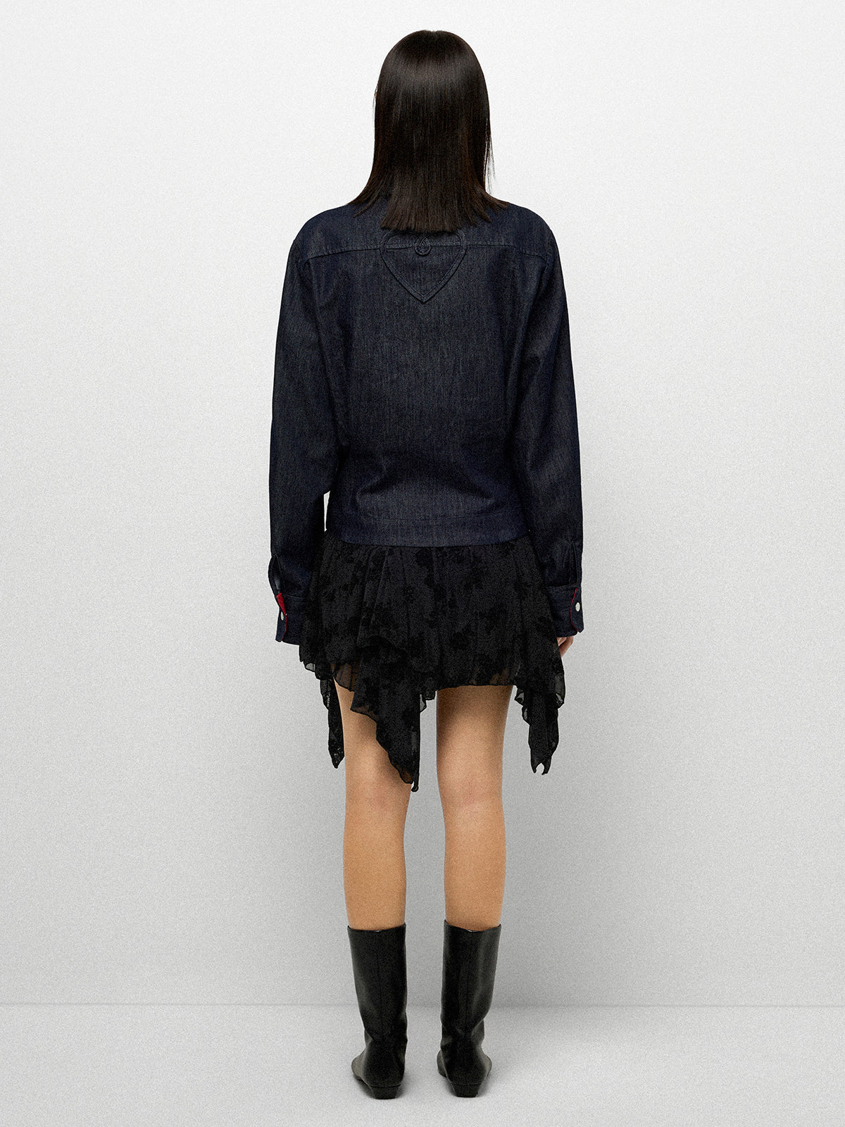 Shadow Rose Lace Skirt - Coal Black