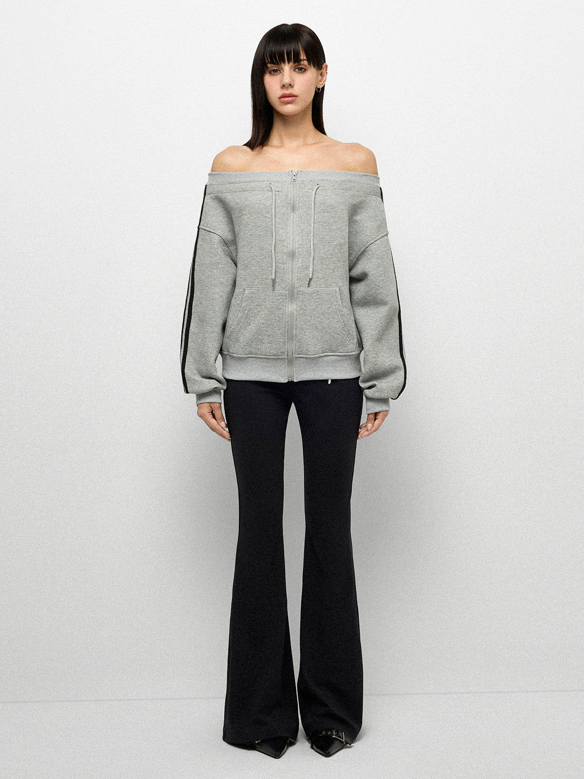 Court Side Offshoulder Jacket - Scholar Grey