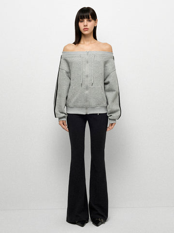 Court Side Offshoulder Jacket - Scholar Grey