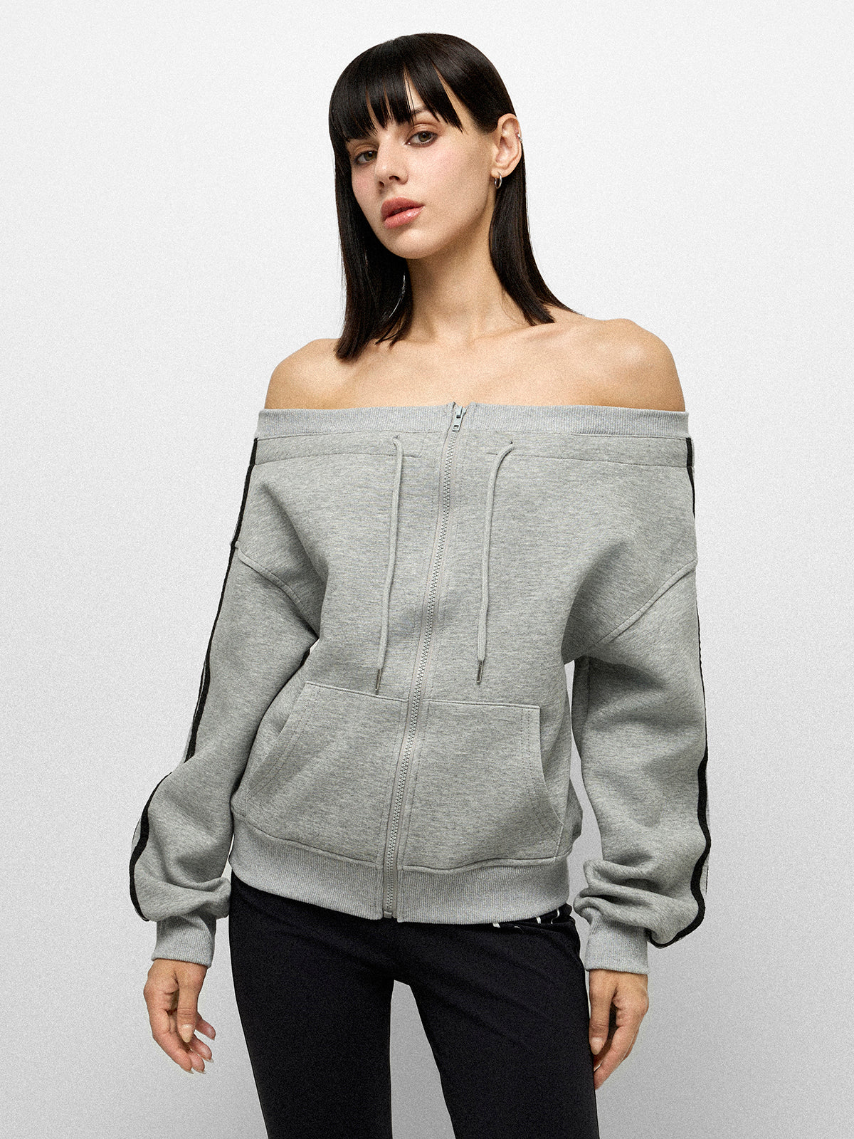 Court Side Offshoulder Jacket - Scholar Grey