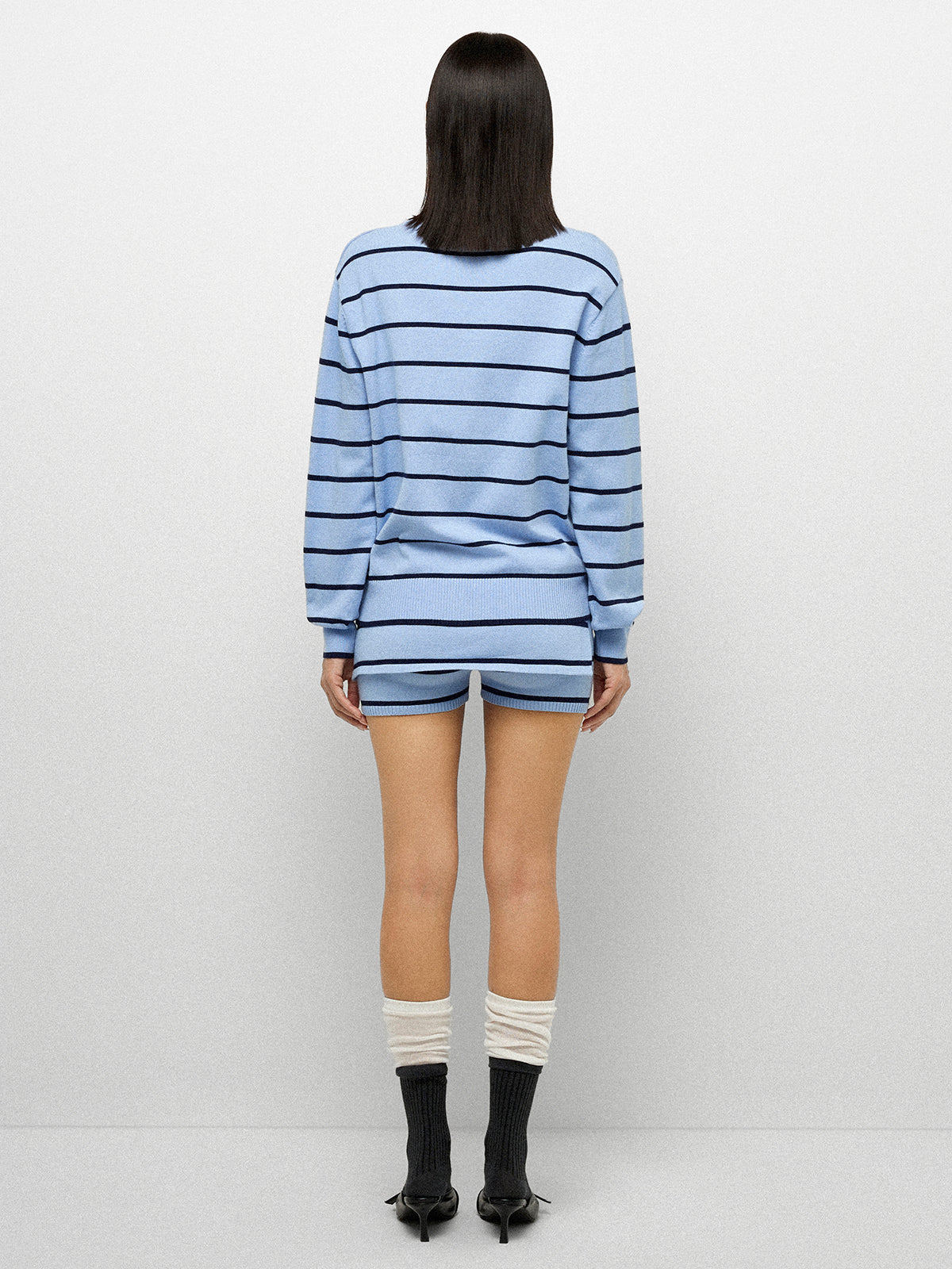 WFH Overtime Knit Shorts - Sky Stripe