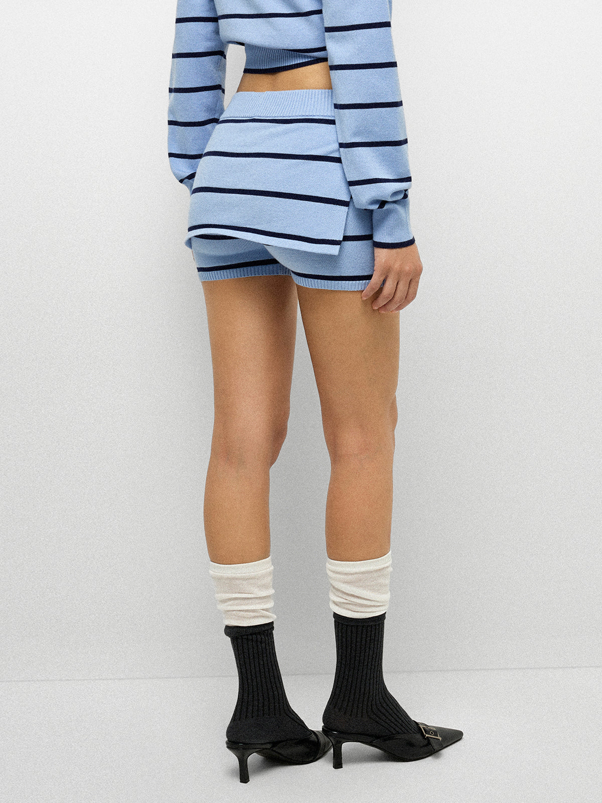 WFH Overtime Knit Shorts - Sky Stripe