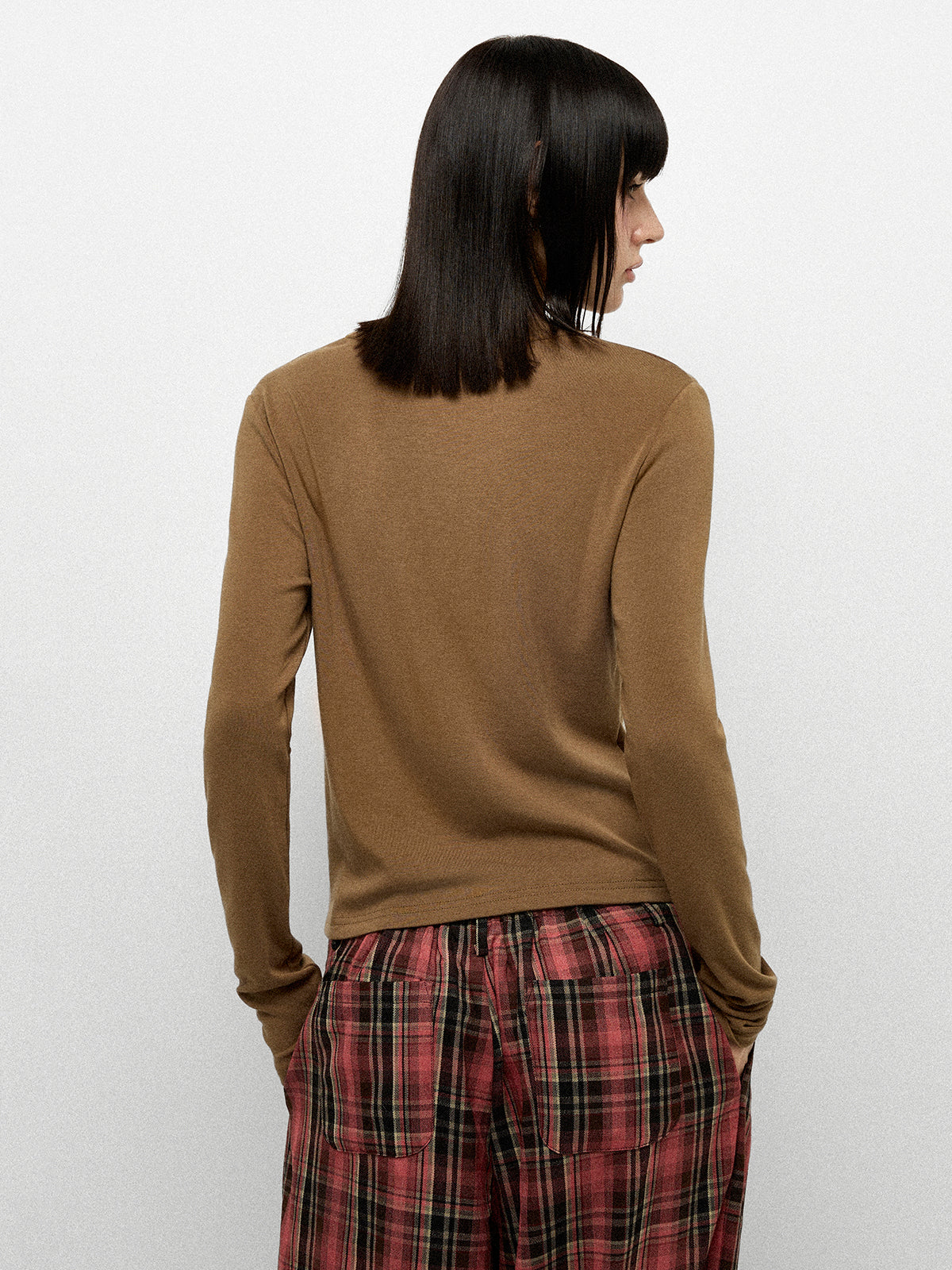 Night Sketch Sleeve Top - Brown Clay