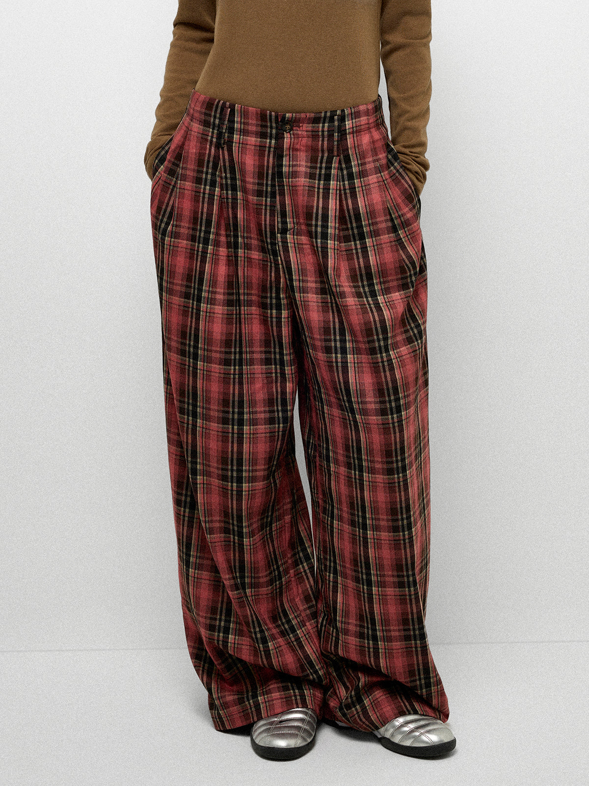 Sunset Tartan Pants - Red Brown