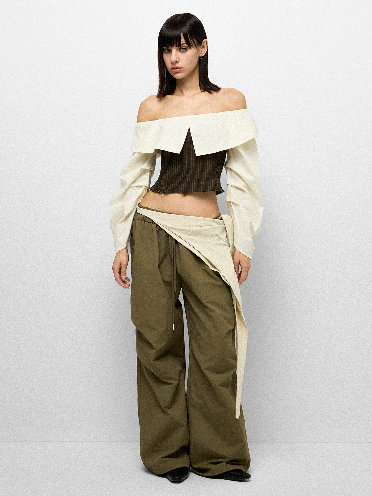 Fold Wing Shirt - Ivory Black