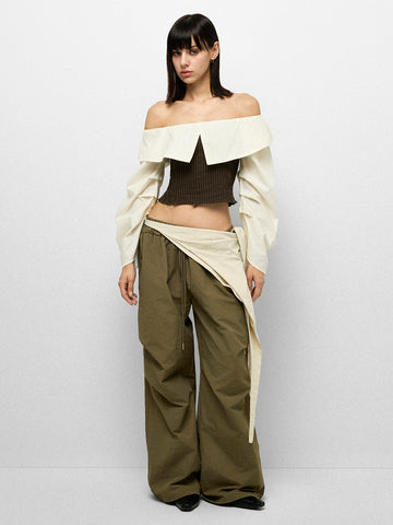 Fold Wing Shirt - Ivory Black