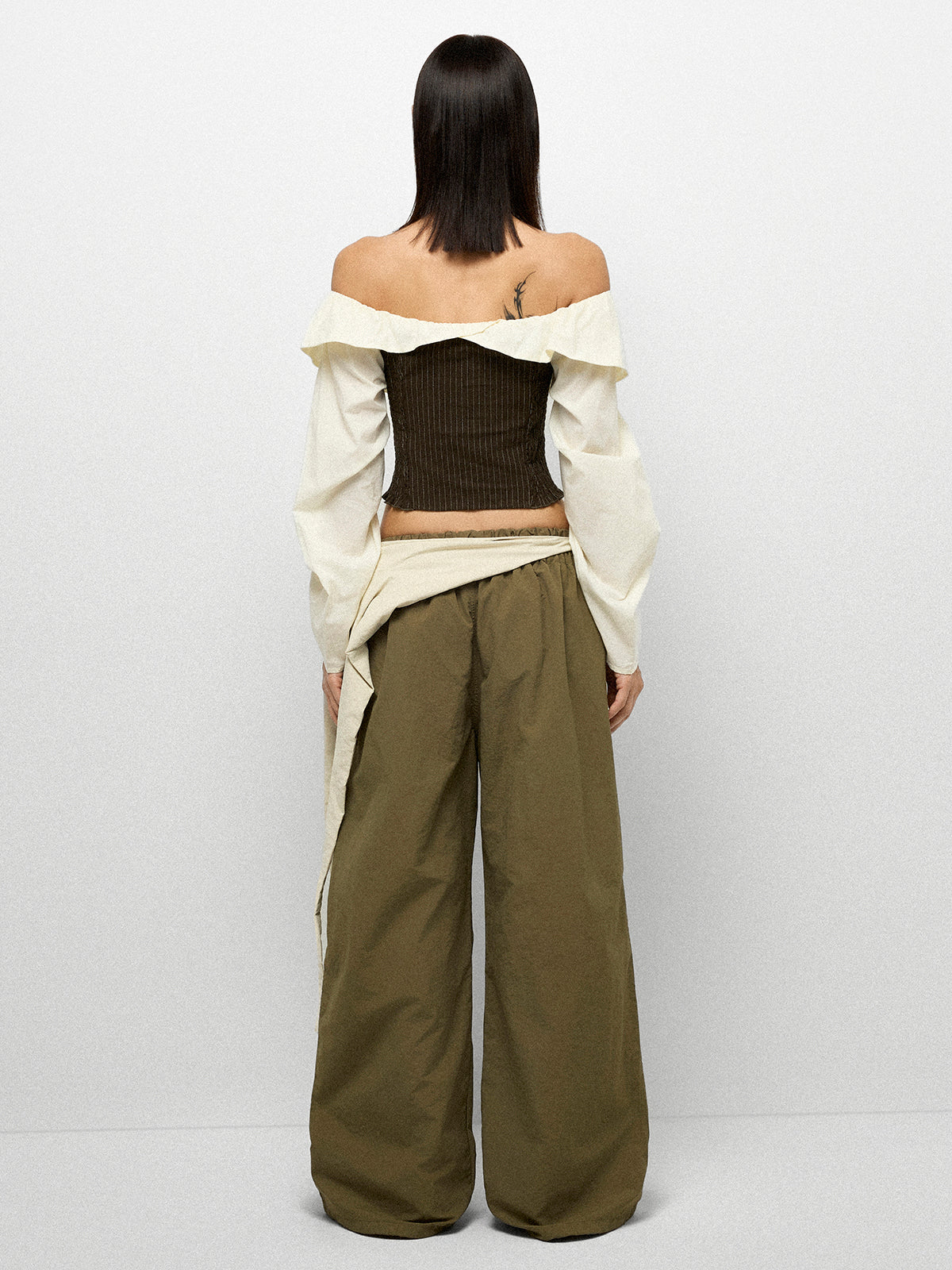 Double Take Layered Pants - Olive Green