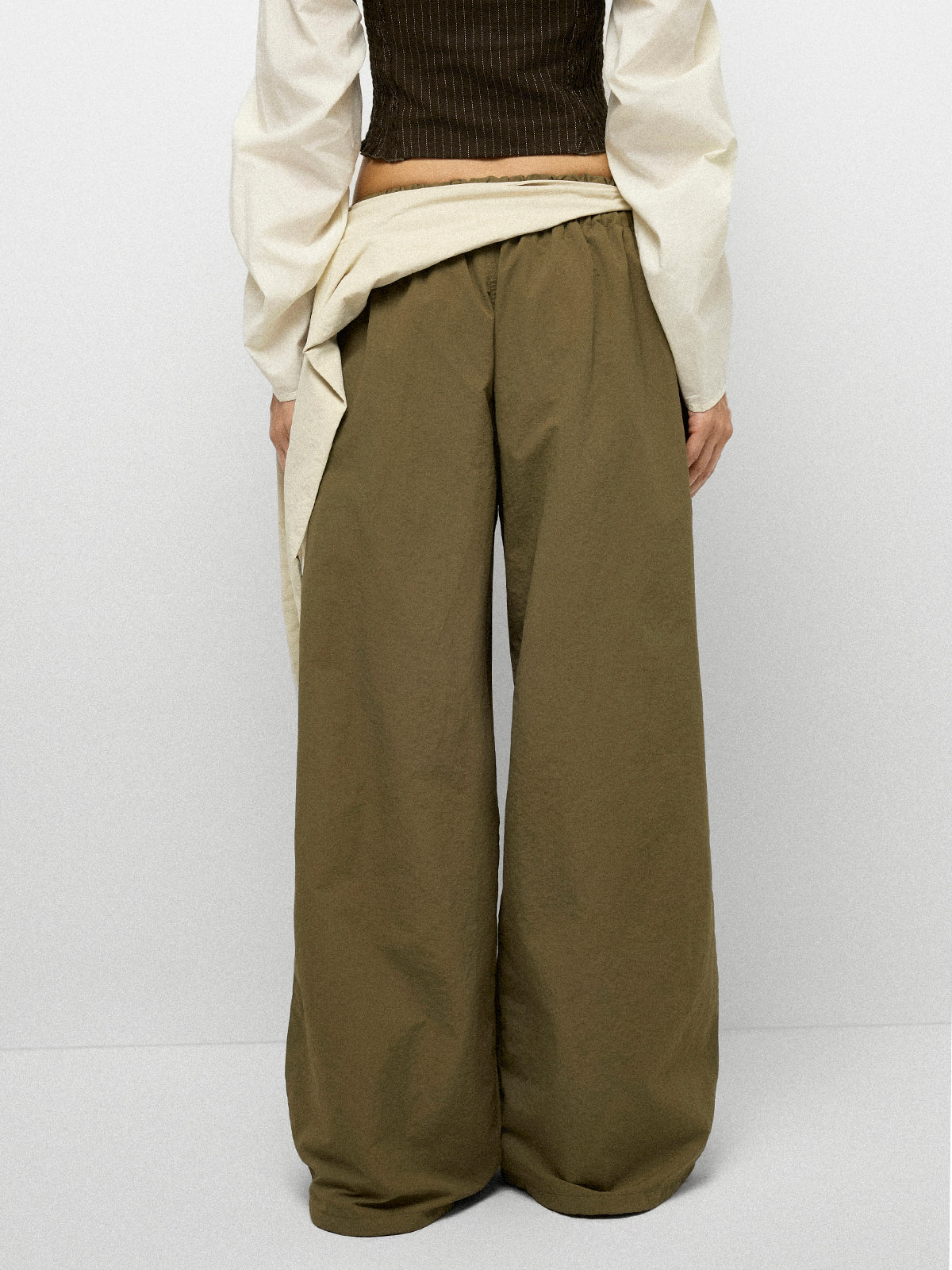 Double Take Layered Pants - Olive Green