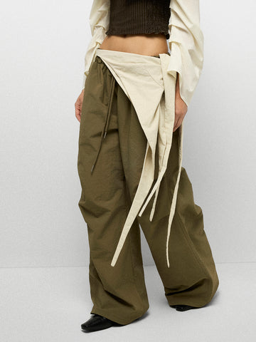 Double Take Layered Pants - Olive Green