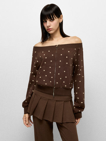 Twilight Offshoulder Jacket - Mocha Glow