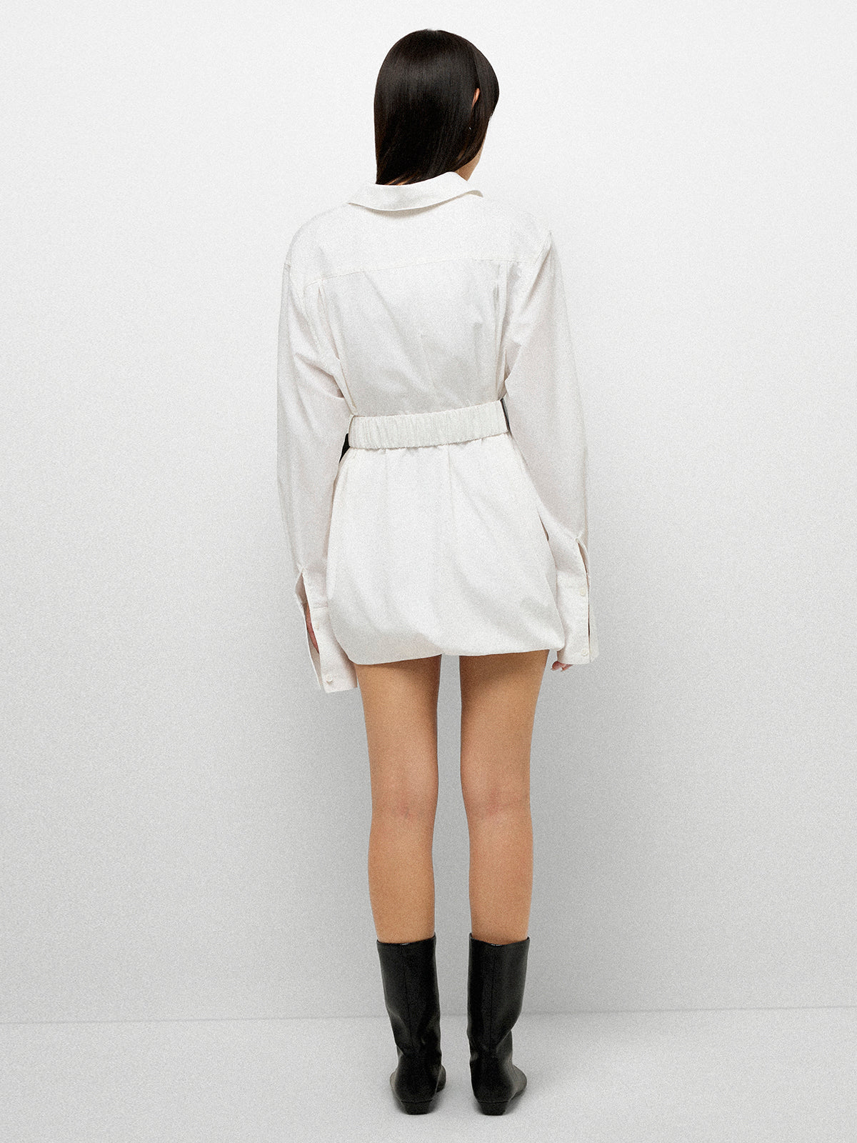Belted Shift Shirt - White Ink