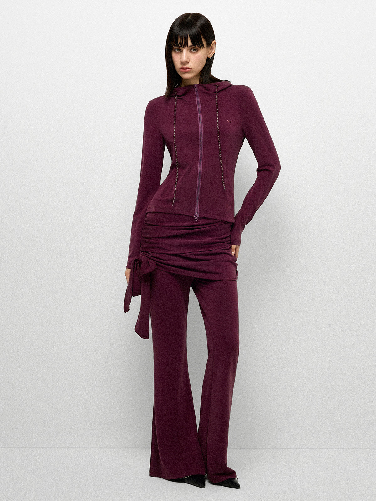 Wrap Knot Yoga Pants - Wine Red