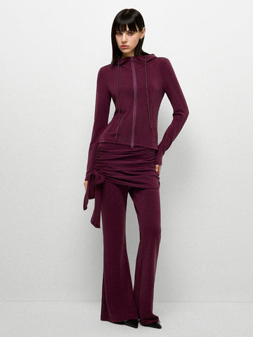 Wrap Knot Yoga Pants - Wine Red