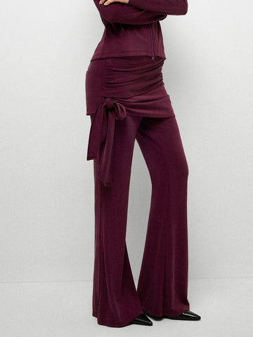 Wrap Knot Yoga Pants - Wine Red