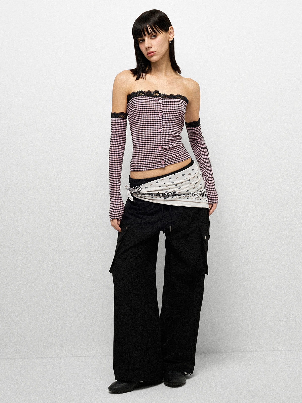 Static Wave Sleeve Top - Wine Stripe