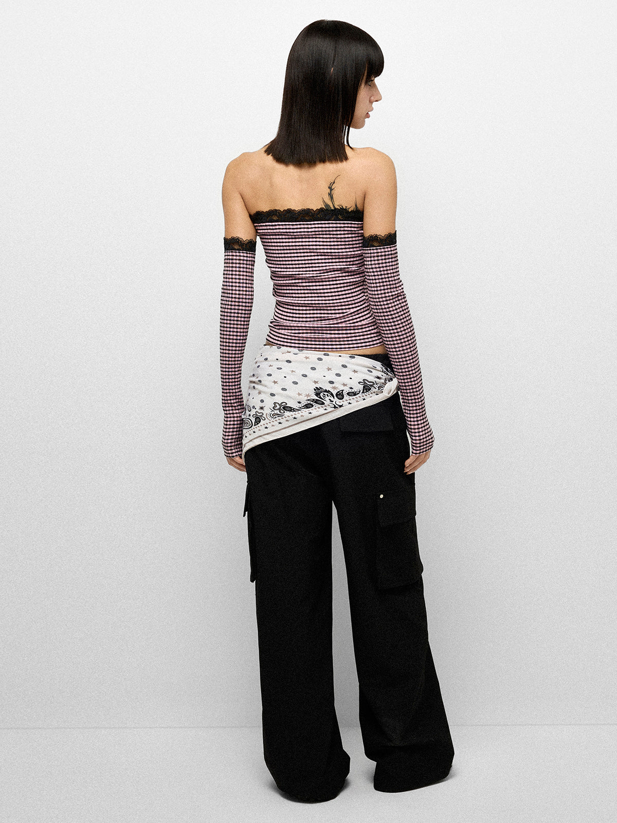 Static Wave Sleeve Top - Wine Stripe