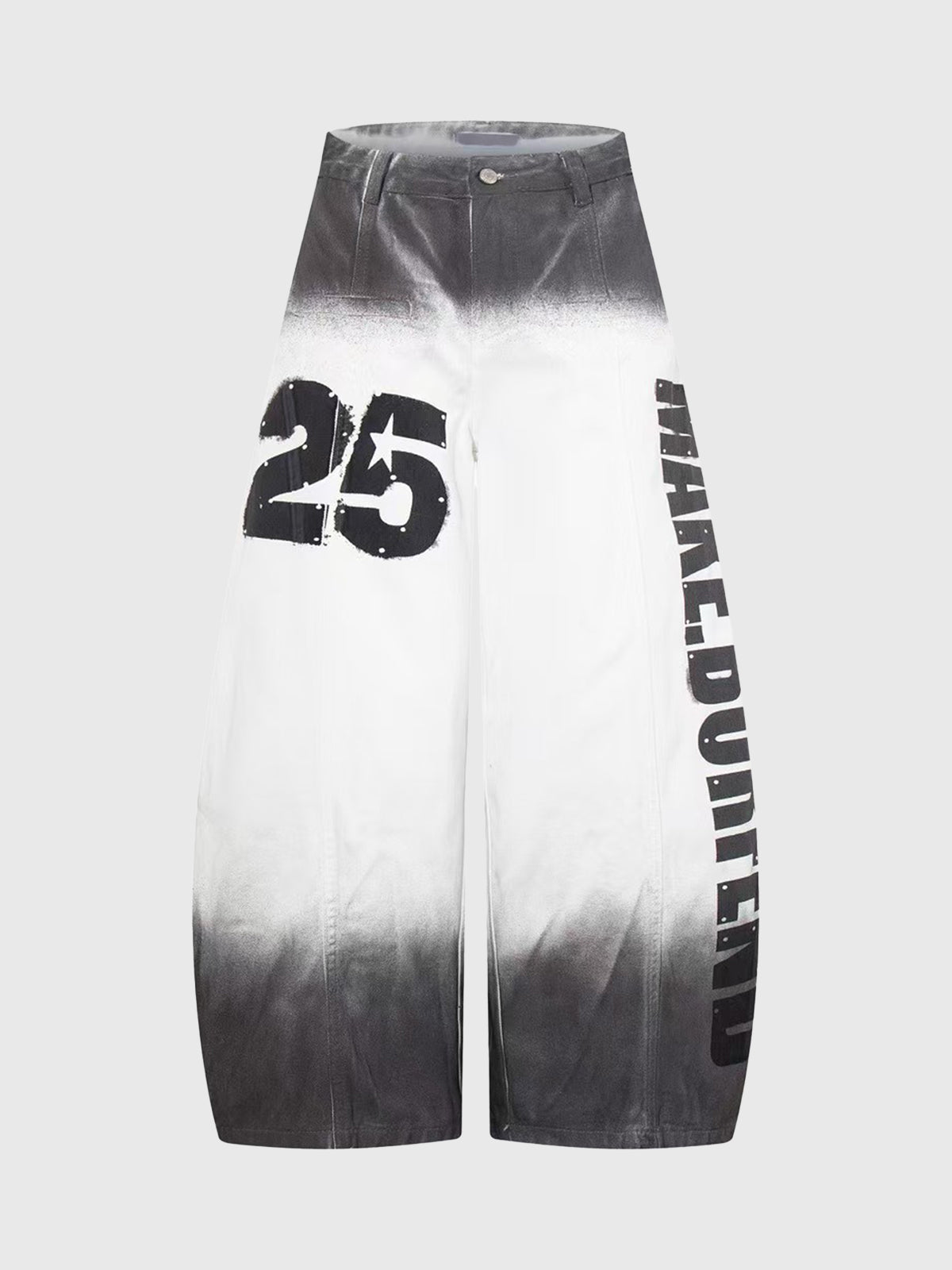 No.25 Fade Code Ombre Barrel Pants - White Grey