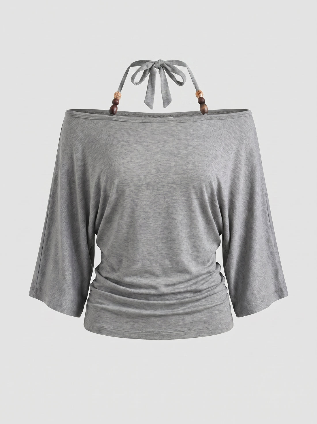 Brick Lane Draped Off-Shoulder Top - Grey