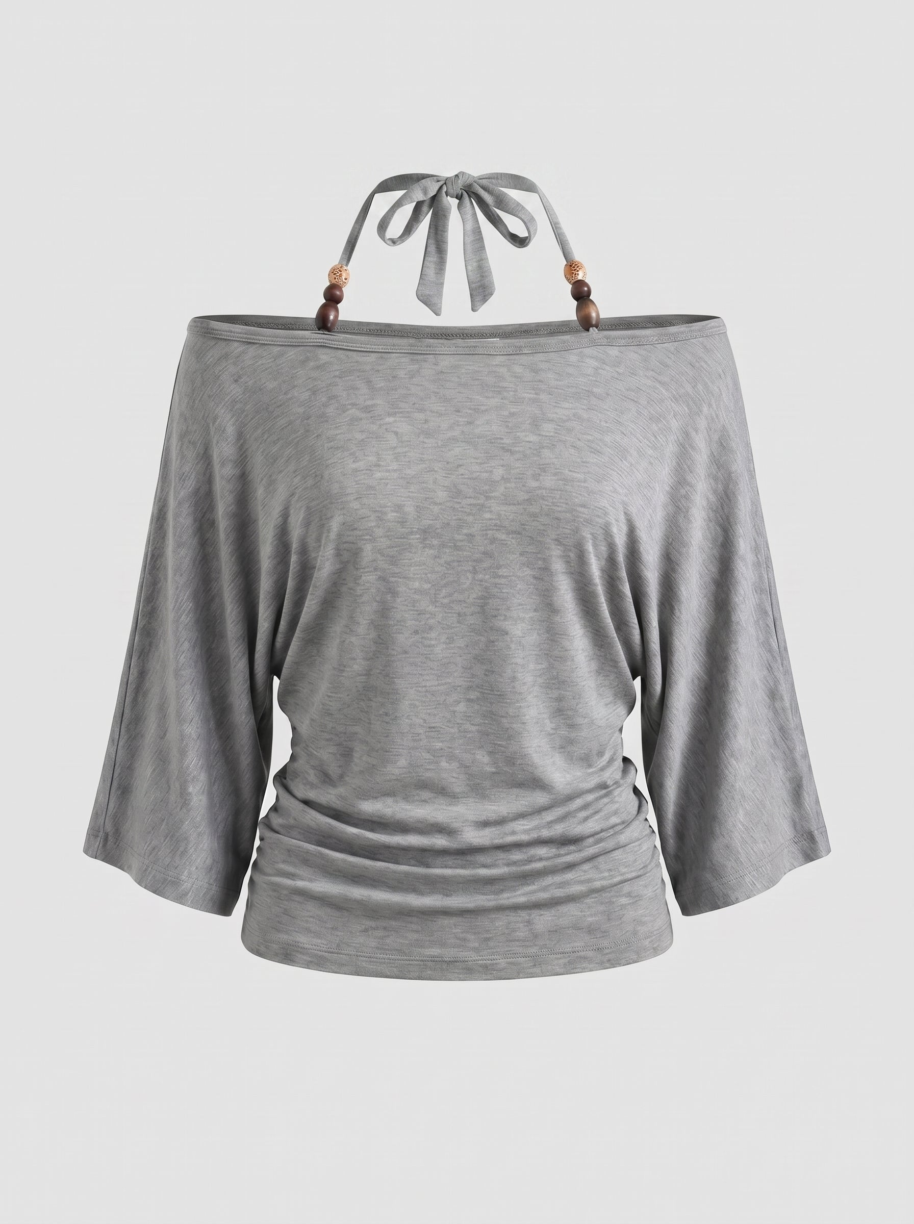 Brick Lane Draped Off-Shoulder Top - Grey