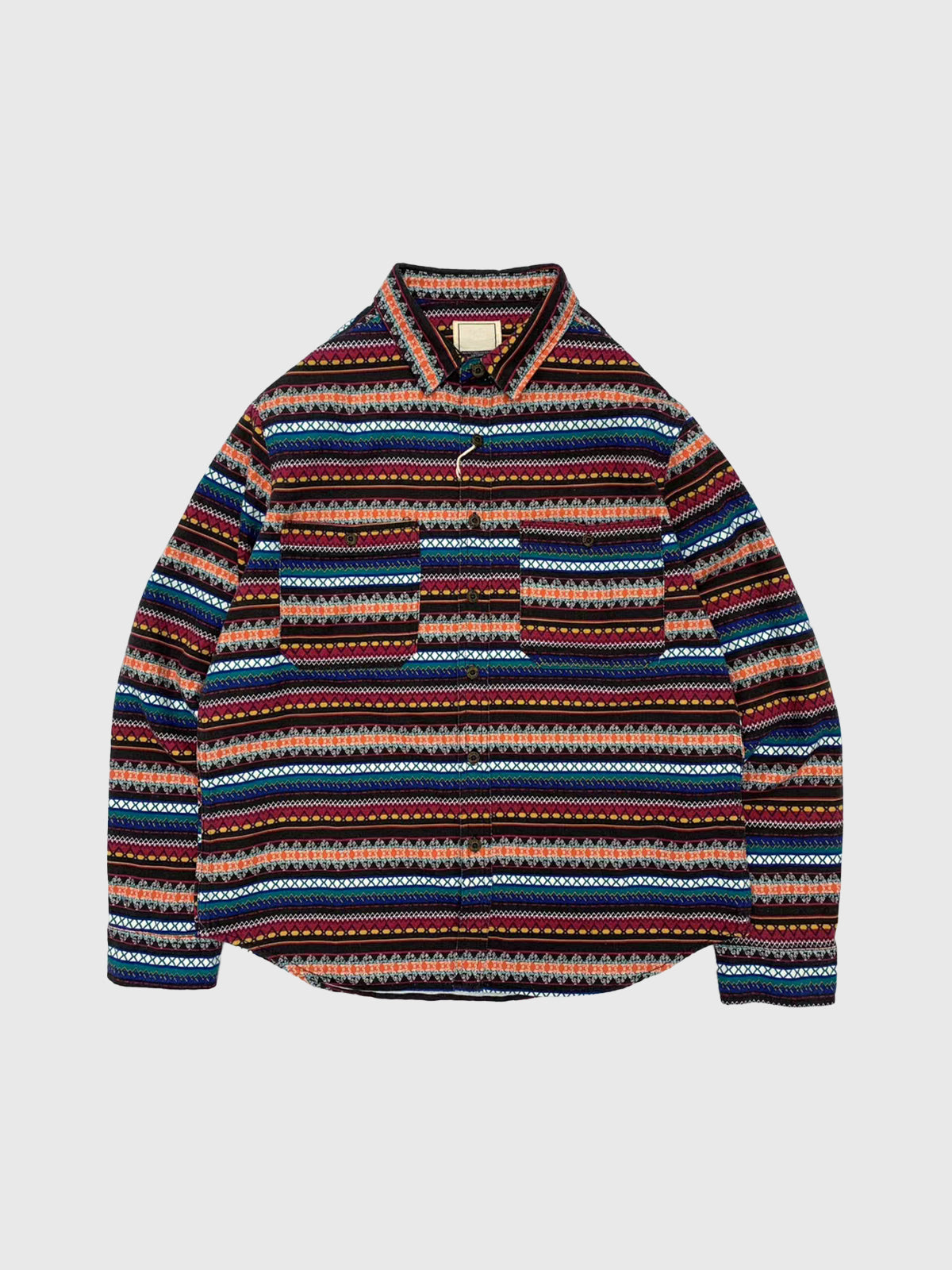 American Club Baggy Striped Knit Polo Top - Red