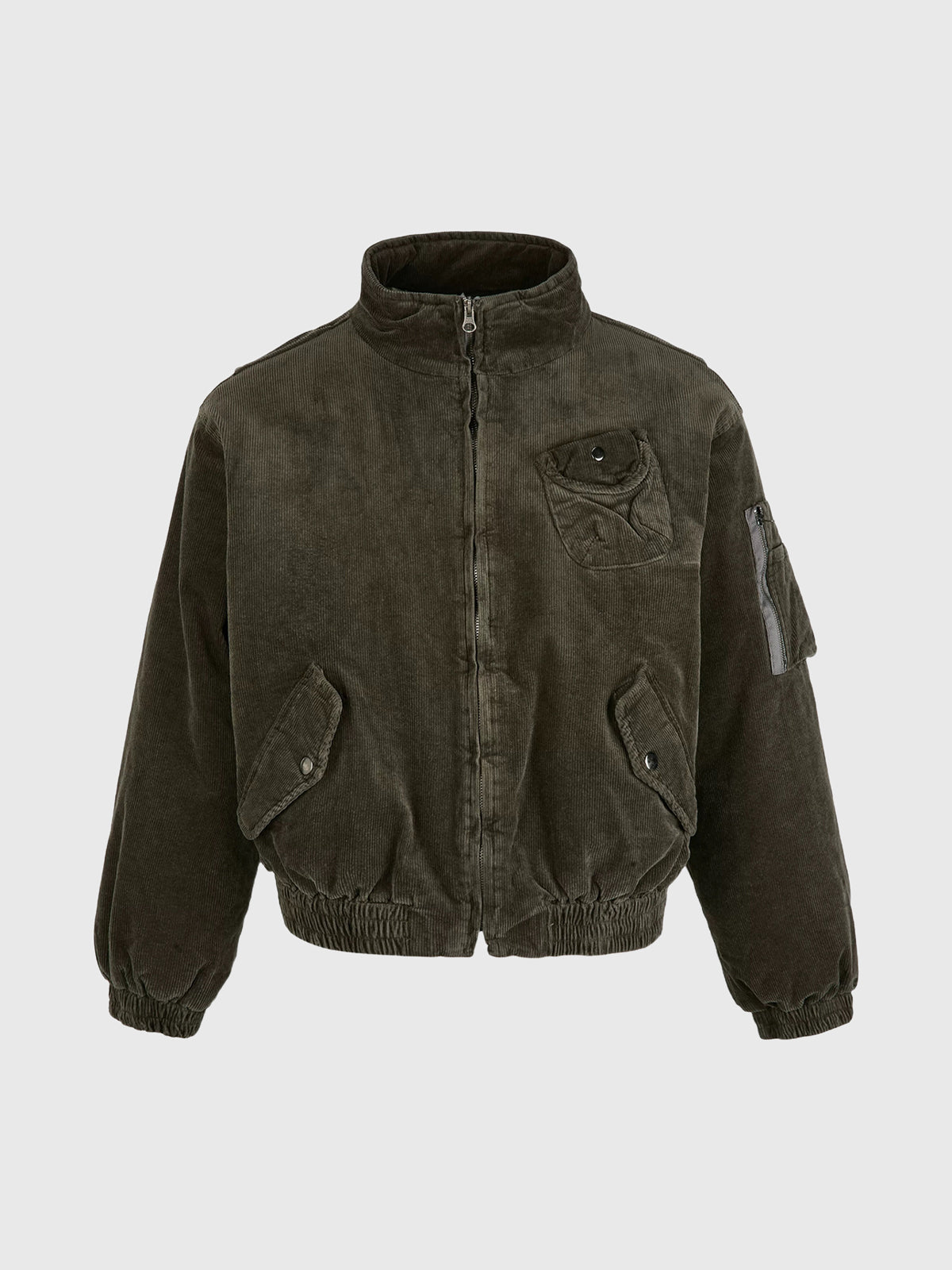 Co-ed Dorm Baggy Puffer Zip-up Jacket - Green