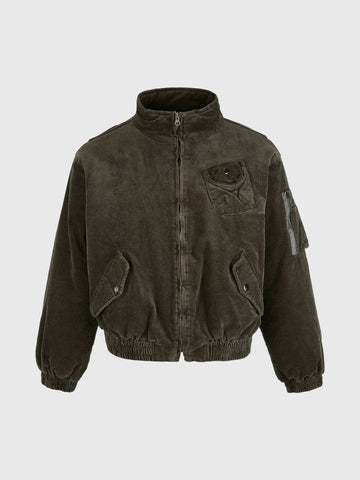 Co-ed Dorm Baggy Puffer Zip-up Jacket - Green