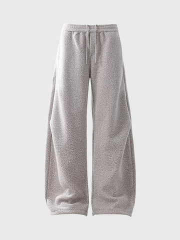 Co-ed Dorm Curved Cut Tweed Wide-leg Pants - Grey