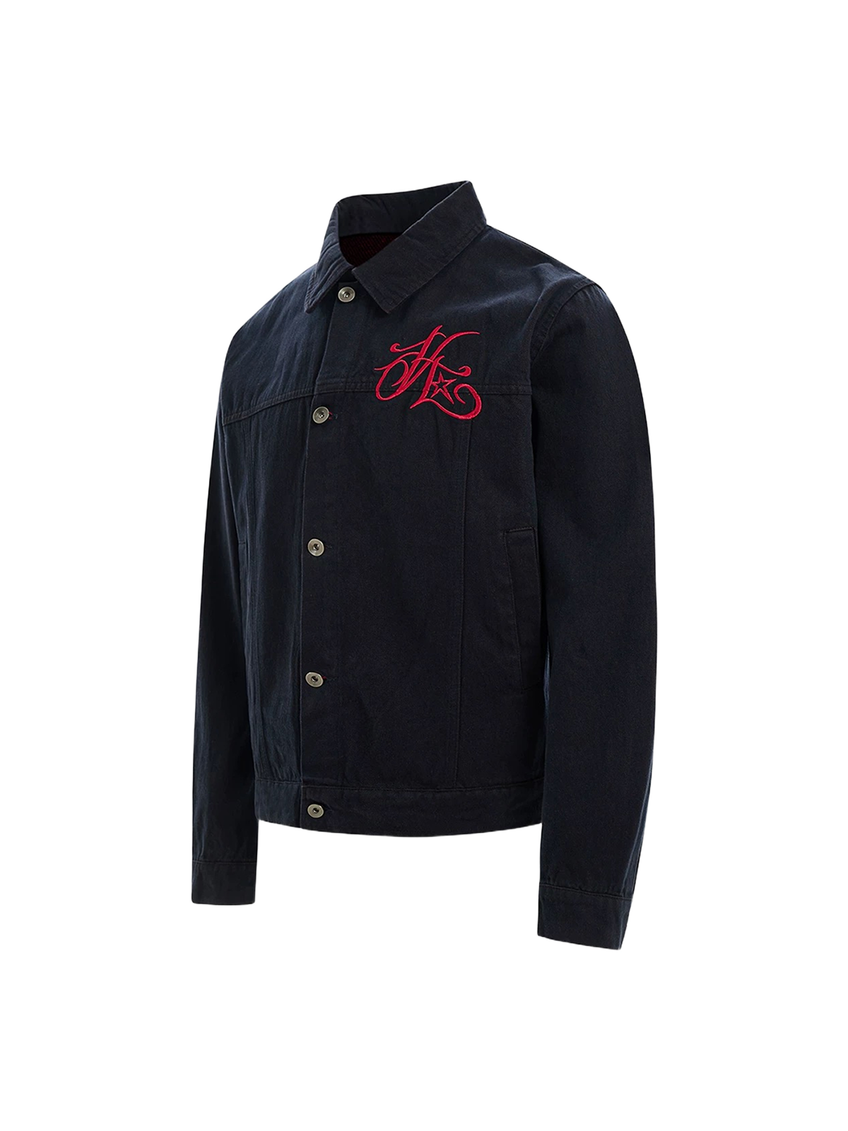 Co-ed Dorm Baggy Embroidered Workwear Jacket - Black