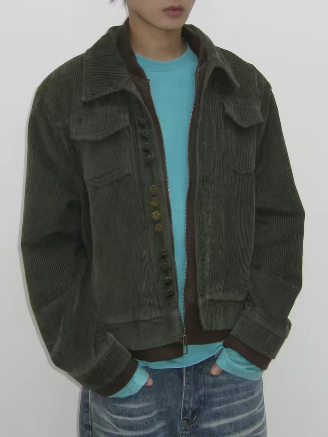 Weekday Outdoor Baggy Minimalist Zip Hooded Jacket Outwear - Green