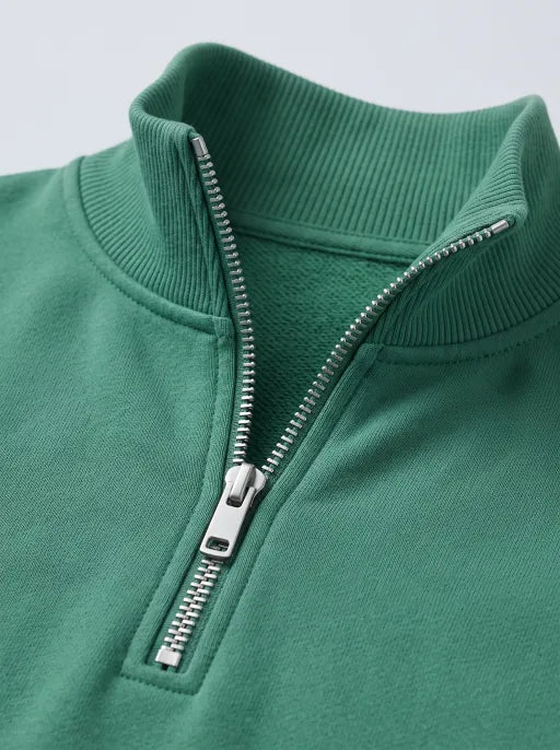 American Club Baggy Half-Zip Fleece Sweatshirt - Green