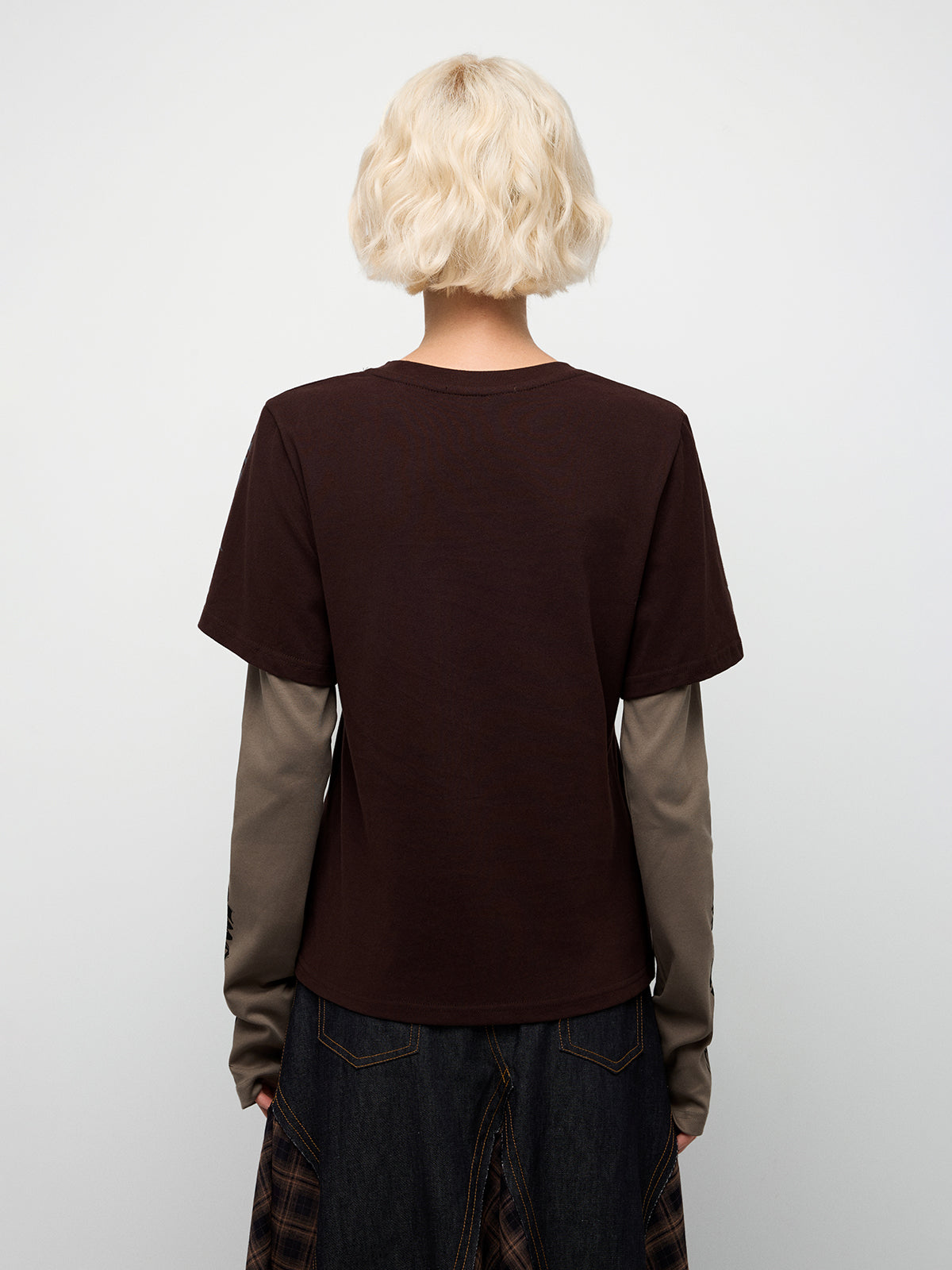 Street Graffiti Layered Sleevetee - Mocha Brown