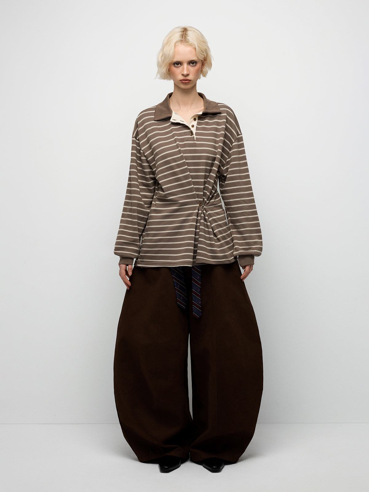 Stripe Mood Sweatshirt - Taupe Brown