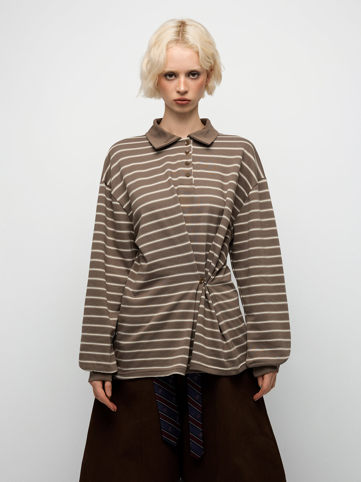Stripe Mood Sweatshirt - Taupe Brown