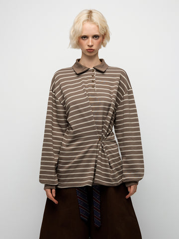 Stripe Mood Sweatshirt - Taupe Brown