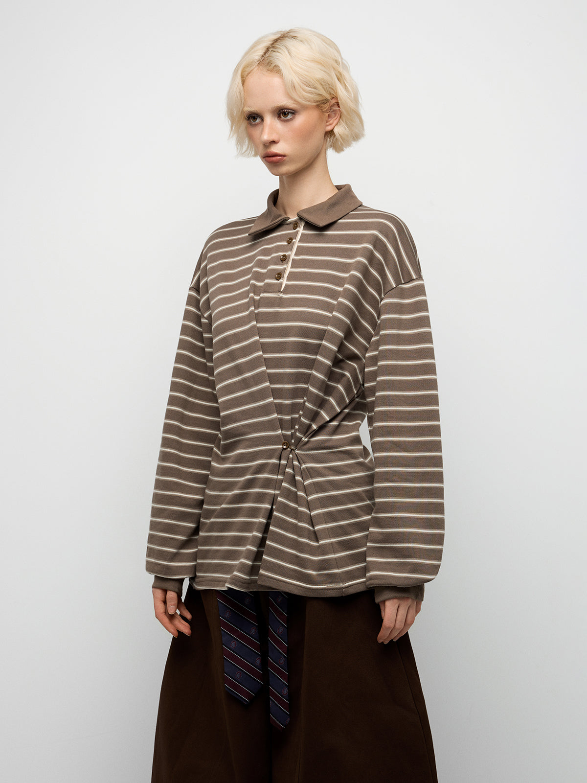 Stripe Mood Sweatshirt - Taupe Brown