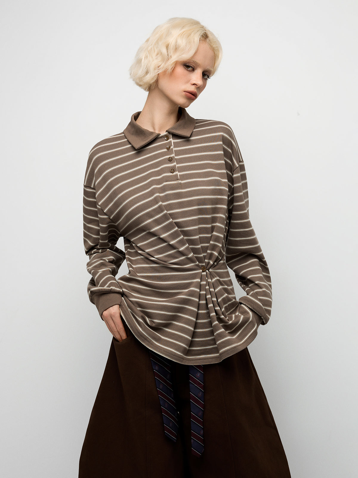 Stripe Mood Sweatshirt - Taupe Brown