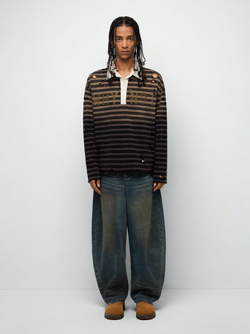 Why Not Collar Polo Sweatshirt – Brown Navy