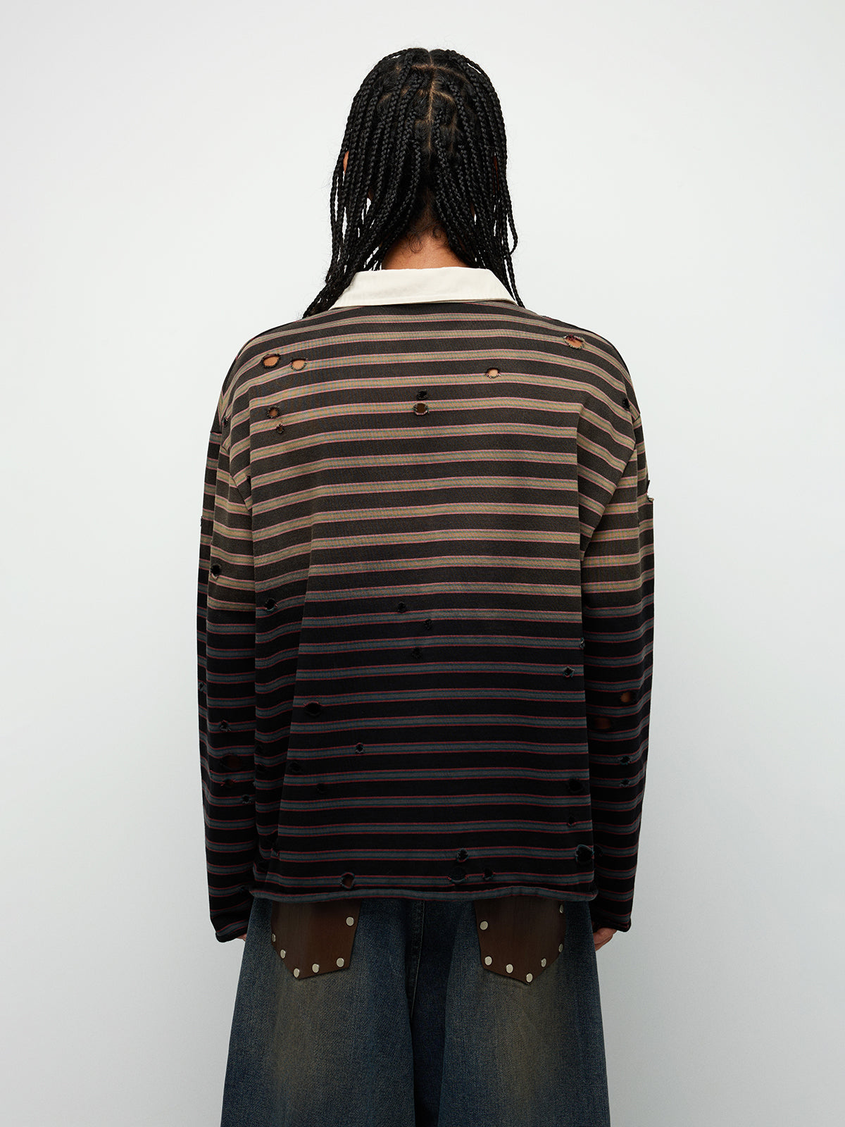 Why Not Collar Polo Sweatshirt – Brown Navy