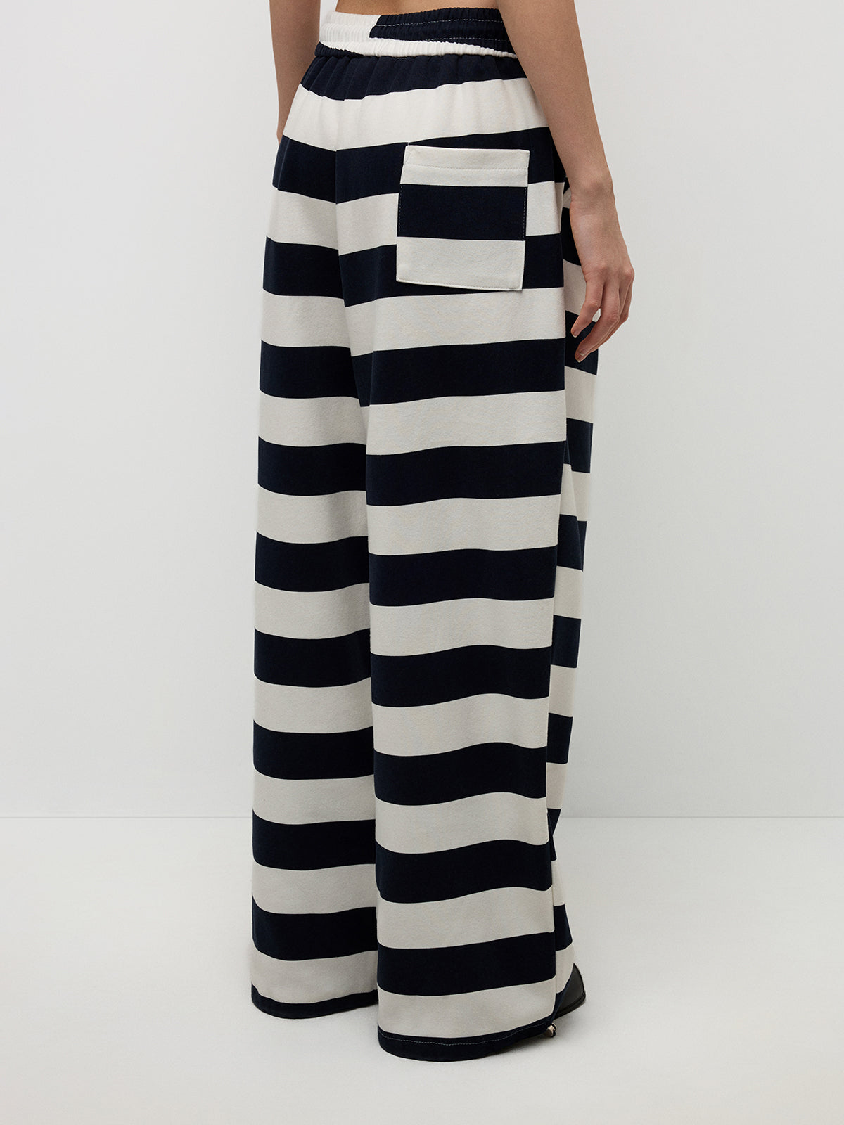 Wide Stripe Pants - Black White