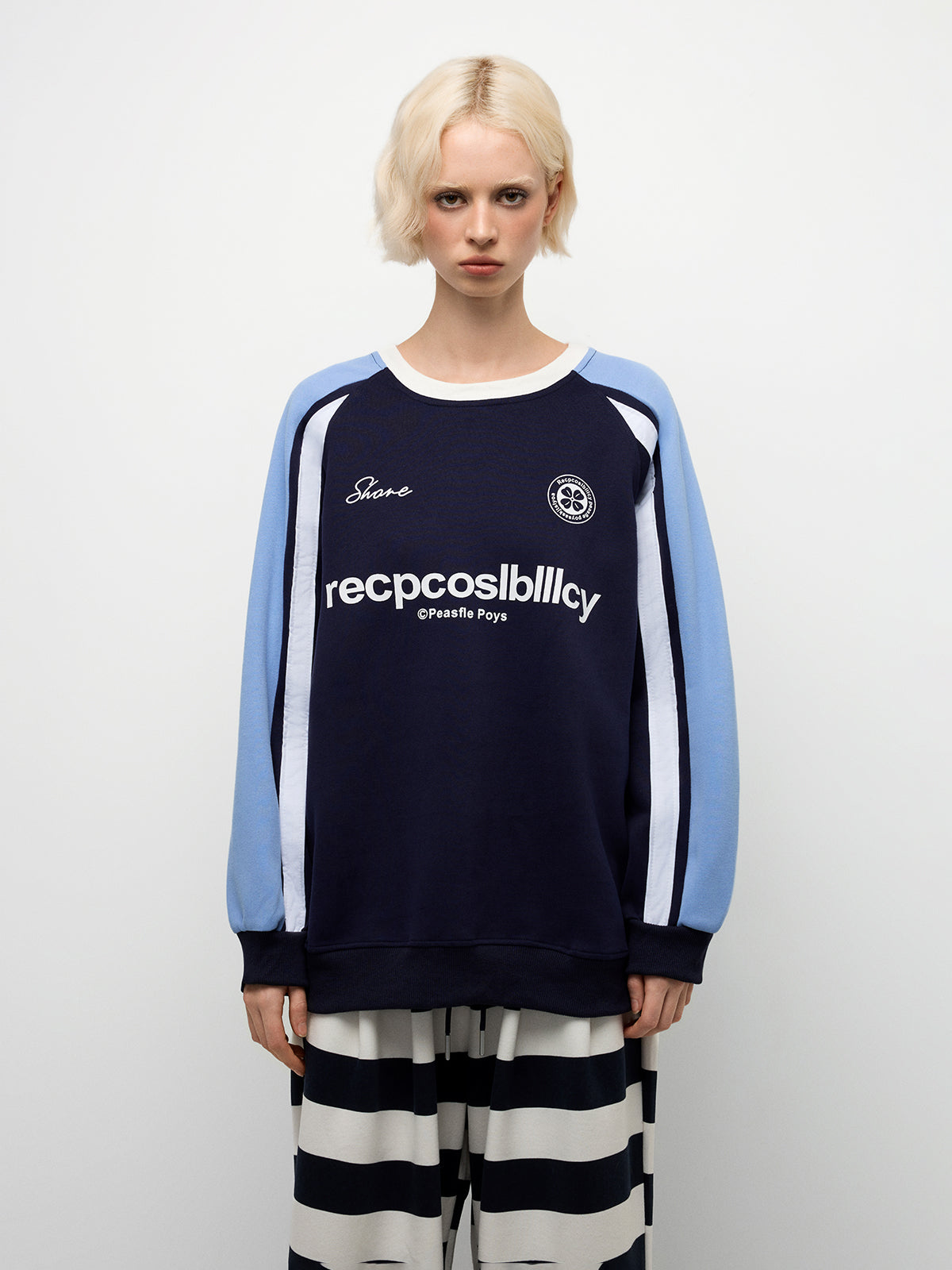 Two-Tone Crew Sweatshirt - Sky Blue