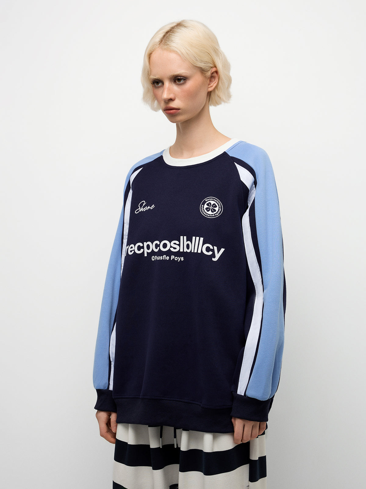 Two-Tone Crew Sweatshirt - Sky Blue