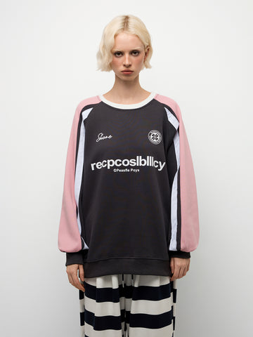 Two-Tone Crew Sweatshirt - Black Pink