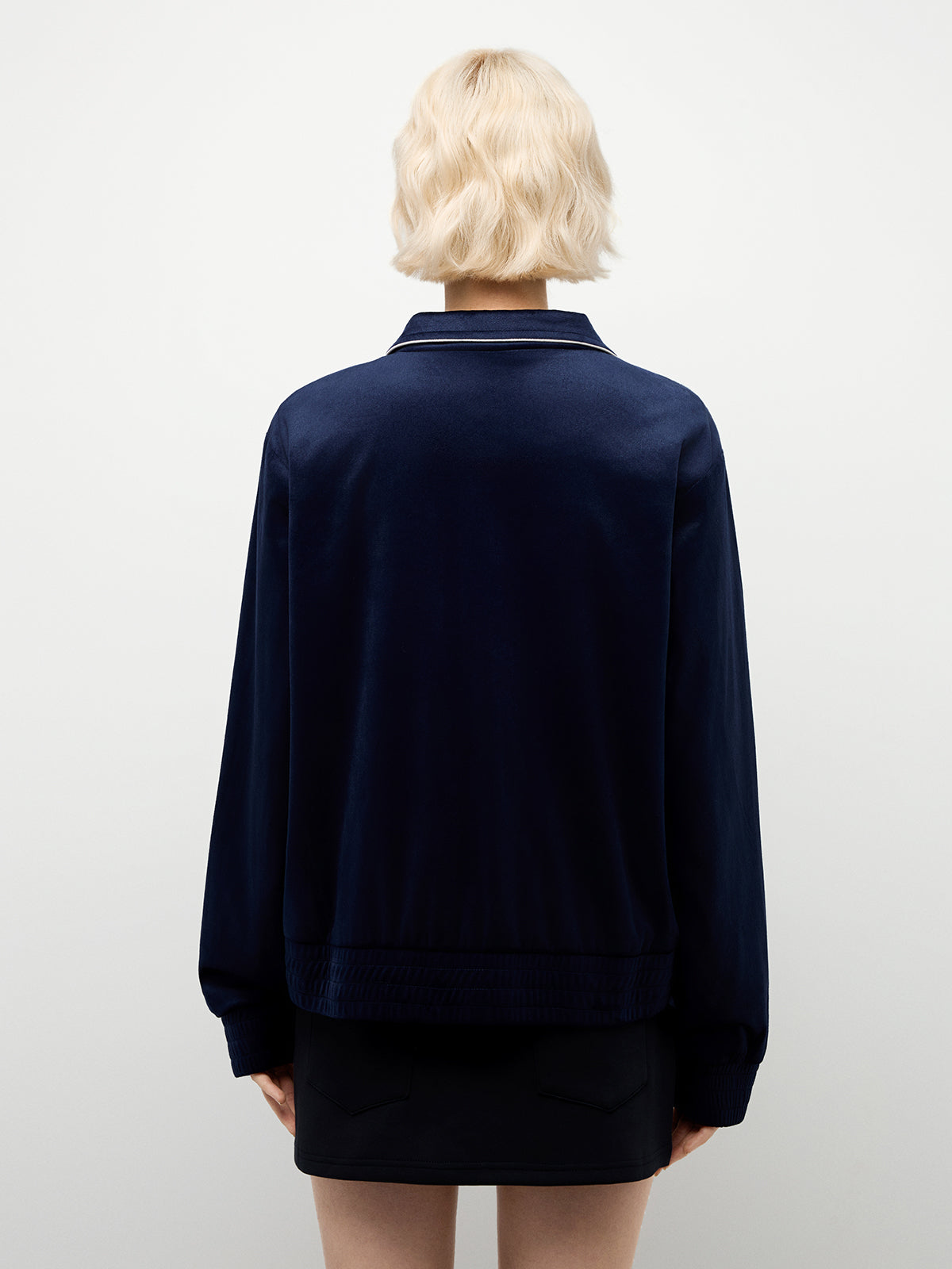 Parallel Lines Zip Jacket – Navy Blue